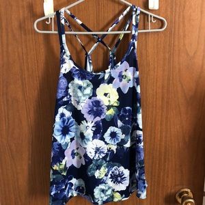 Blue floral tank top